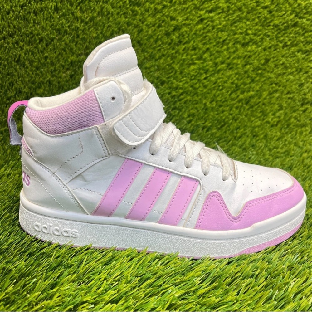 New Adidas White and Pink High-Top Sneakers with Velcro Strap